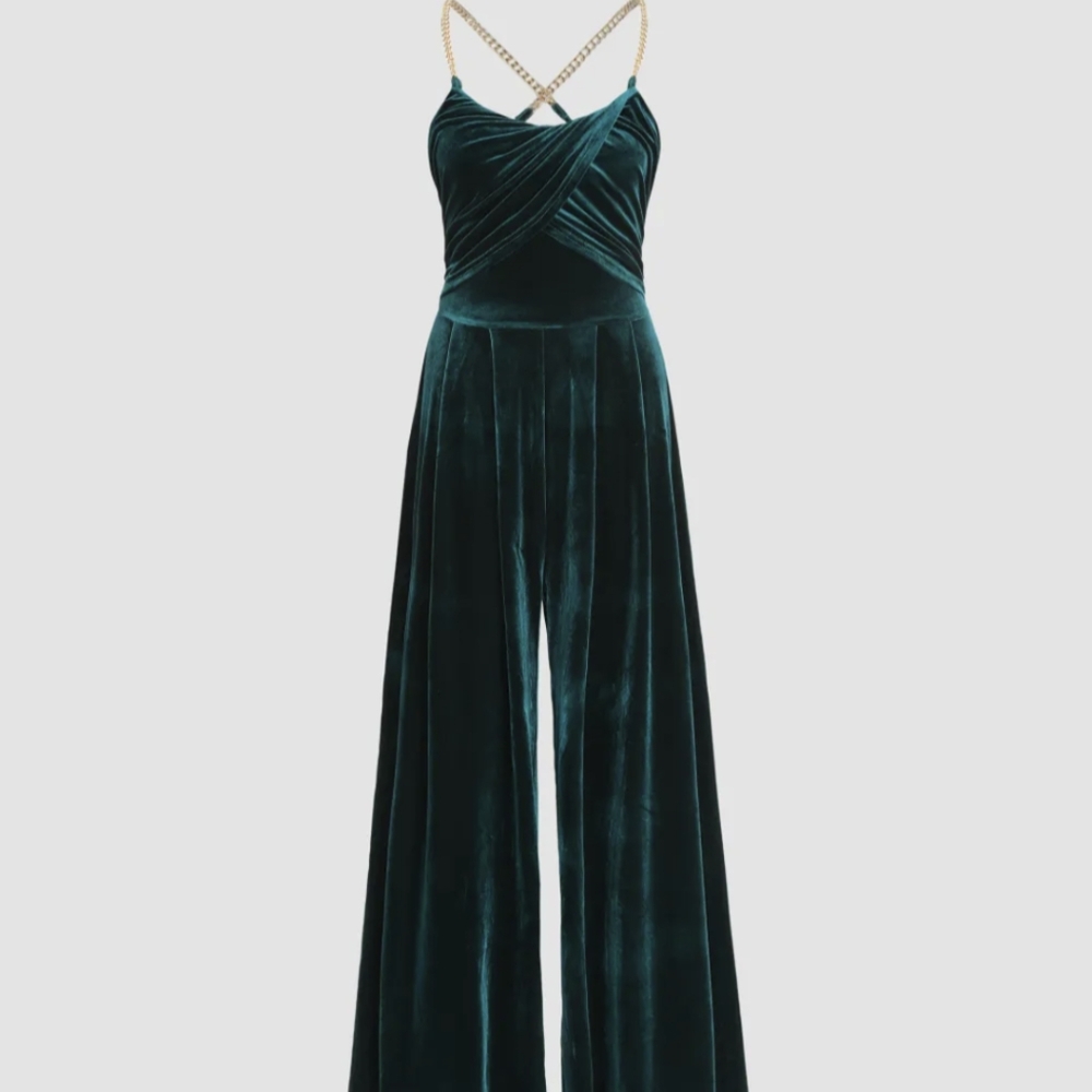 Wide Leg Velvet Jumpsuit